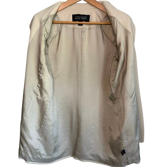 Linda Allard Ellen Tracy 100% Silk Tan Blazer Women’s 8 Classic Style - Picture 5 of 9